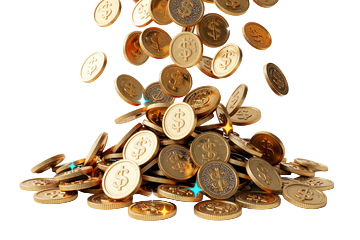 Mega Fortune Jackpot als &uuml;berquellende goldene M&uuml;nzkaskade mit Dollar-Glanz bei Betsson Echtgeld Casino