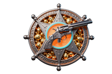 Betsson Classics Cowboy-Treasure Slot-Emblem mit Sheriff-Stern und Goldnuggets als exklusiver Jackpot-Slot
