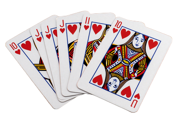 Video-Poker Royal Flush mit f&uuml;nf Herz-Karten und Neon-Glow im Betsson Echtgeld Online Casino